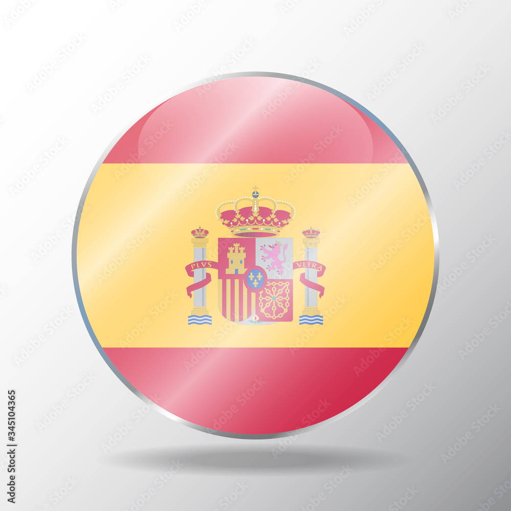 Spain flag button. Vector Round Icon - Illustration Spain flag button. Vector Round Icon - Illustration