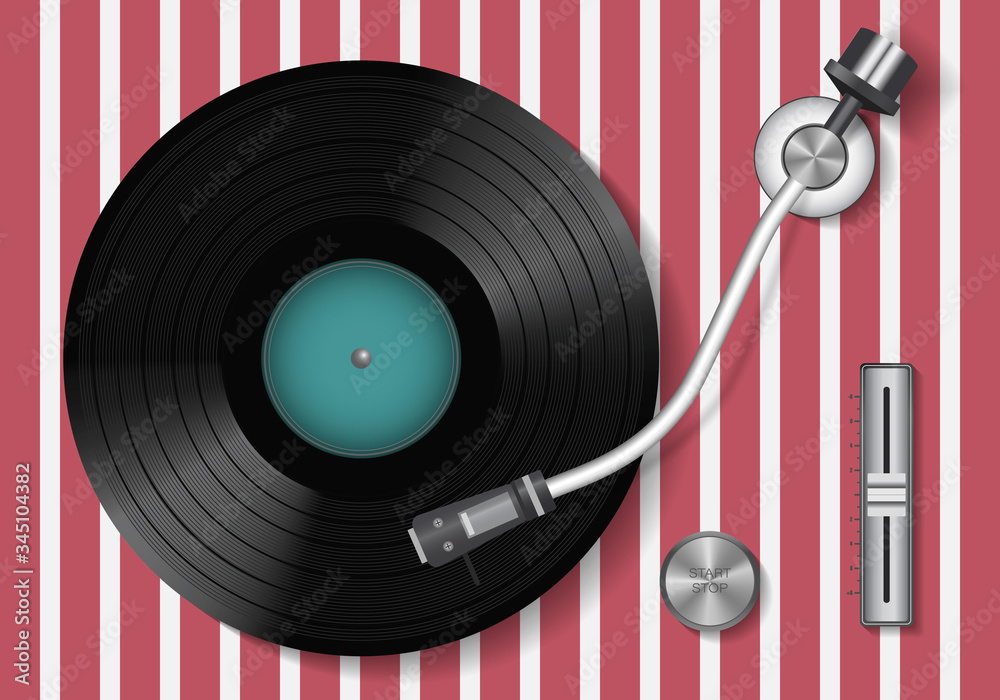 Vinyl record. Vintage record player and retro vinyl disc. Realistic Stock  イラスト | Adobe Stock