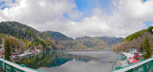 Panoramic view of Mountain Lake Ritsa