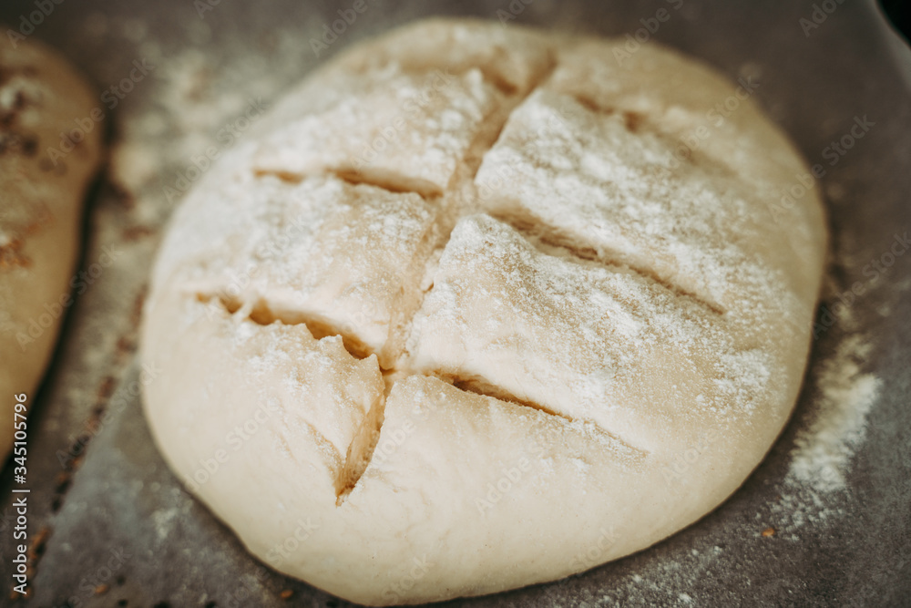 Uncooked bread before being baked Uncooked bread before being baked