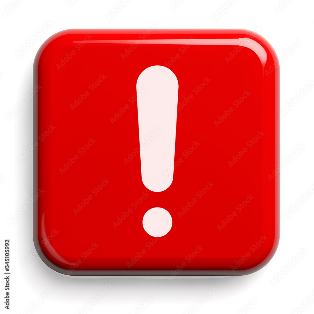 Red Alarm Square Button Isolated Red Alarm Square Button Isolated