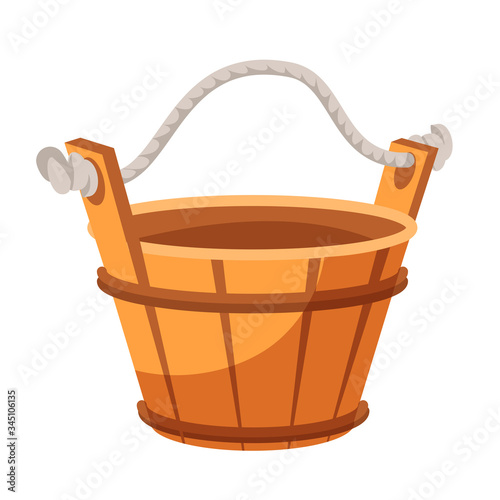 Wooden bucket for bathhouse isolated on white