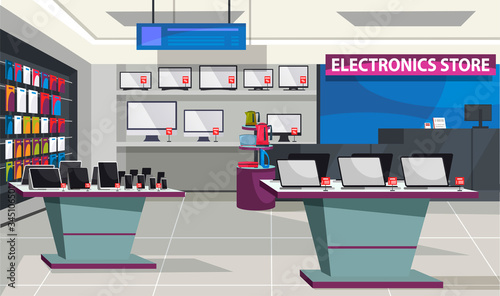 Vector flat Illustration of electronic store background