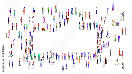 A large group of people in the shape of thumbs up. Like symbol. Vector illustration. Isolated, white background.