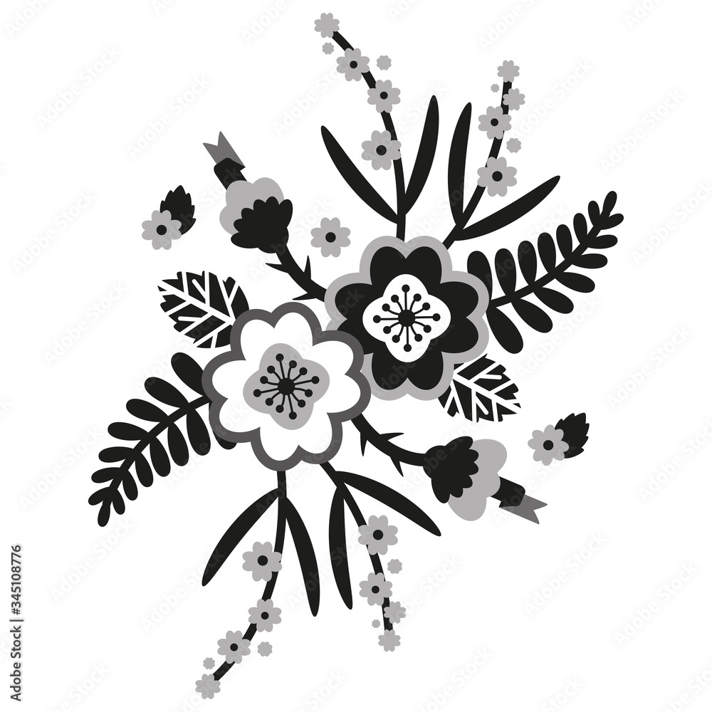 fleurs ornement noires