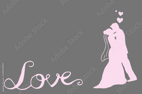 wedding invitation card with bride and groom