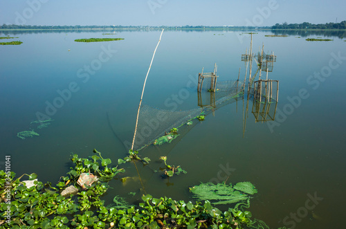 Fish traps on Taung Tha Man Lake at Amarapura, Mandalay, Myanmar