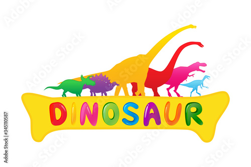 Set of cartoon dinosaurs isolate on white background. Vector illustration