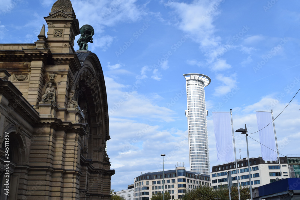 Cityscape in front of Frankfurt Central Station, Germany