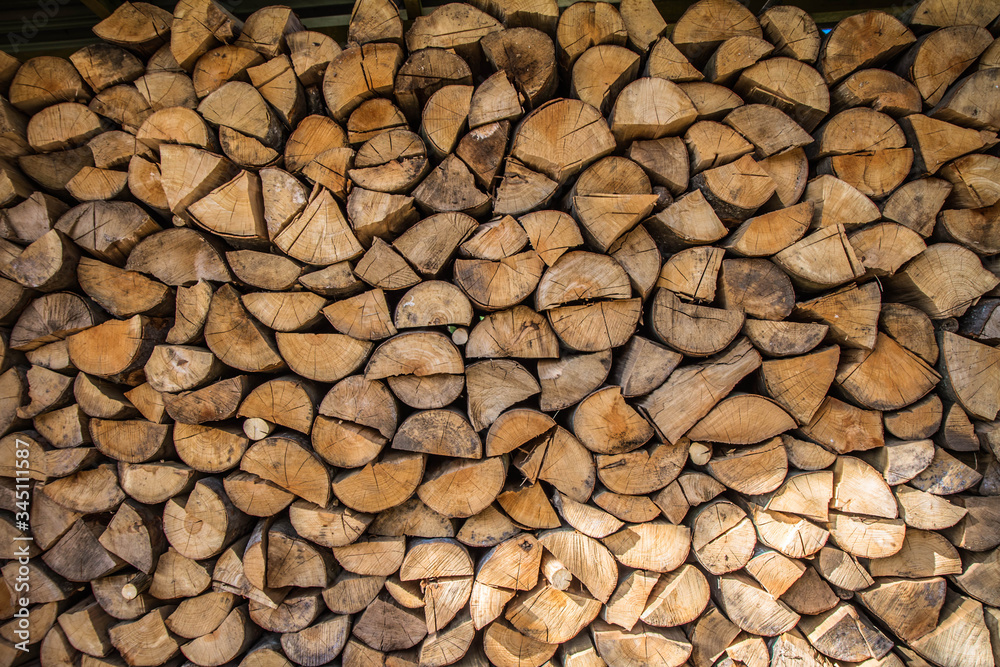 Pile of tree trunks chopped for firewood Pile of tree trunks chopped for firewood