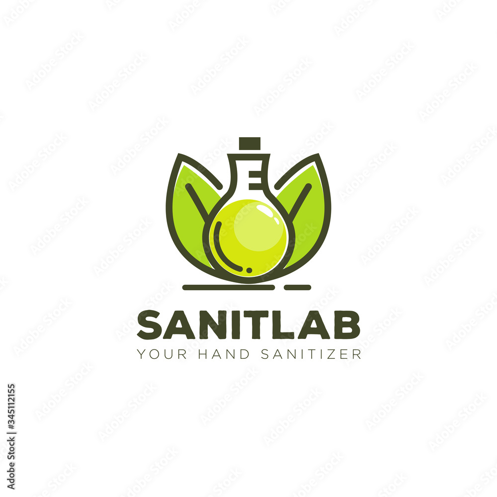santilab logo, with glass tube and leaves vector santilab logo, with glass tube and leaves vector