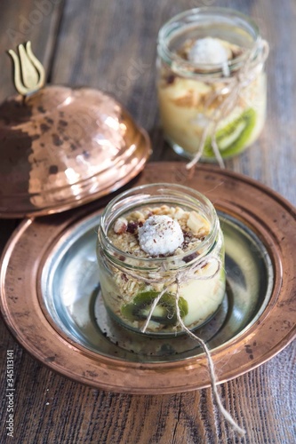 A magnolia with kiwi photo for food photography concept.