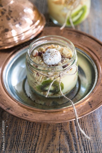 A magnolia with kiwi photo for food photography concept.