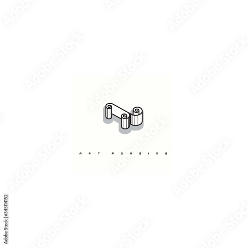 illustration consisting of an image of a forged part in the form of a symbol or logo and the inscription "art forging"
