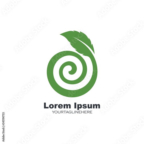 vortex leaf concept  logo icon wave and spiral vector photo