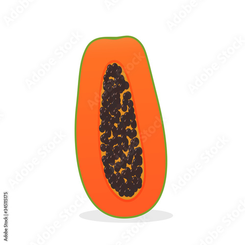 Ripe papaya vector. Ripe papaya is a fruit for health lovers. Isolated on a white background.