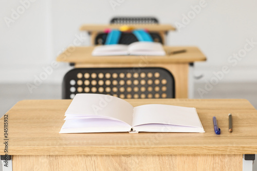 Modern desk in school class...