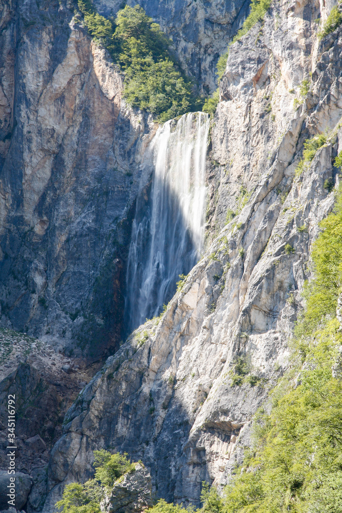 A big waterfall at Triglav National Park, Slovenia