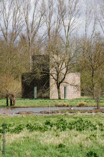 A brick building from Erwin Heerich at the Hombroich museum island photo