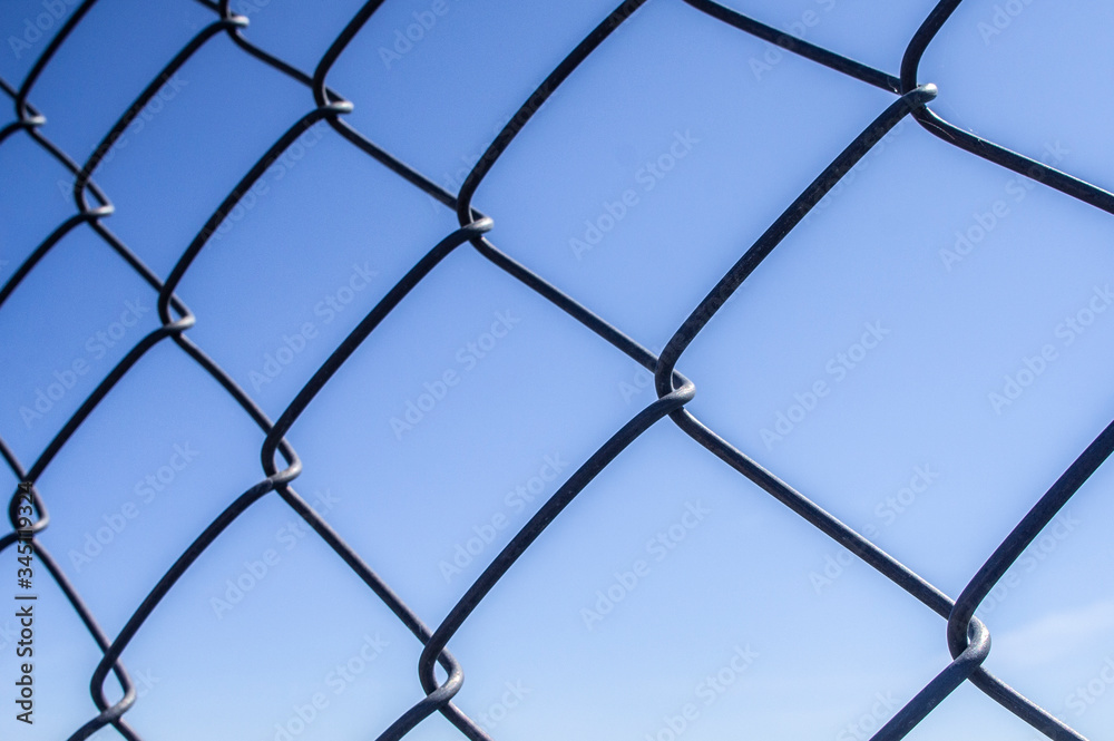 Fototapeta premium Close-up metal grill fence netting