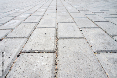 Close-up concrete cement rectangular road tile