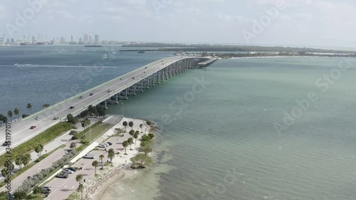 Wallpaper Mural Aerial View Downtown Miami Florida including Bridge to Key Biscayne  Torontodigital.ca