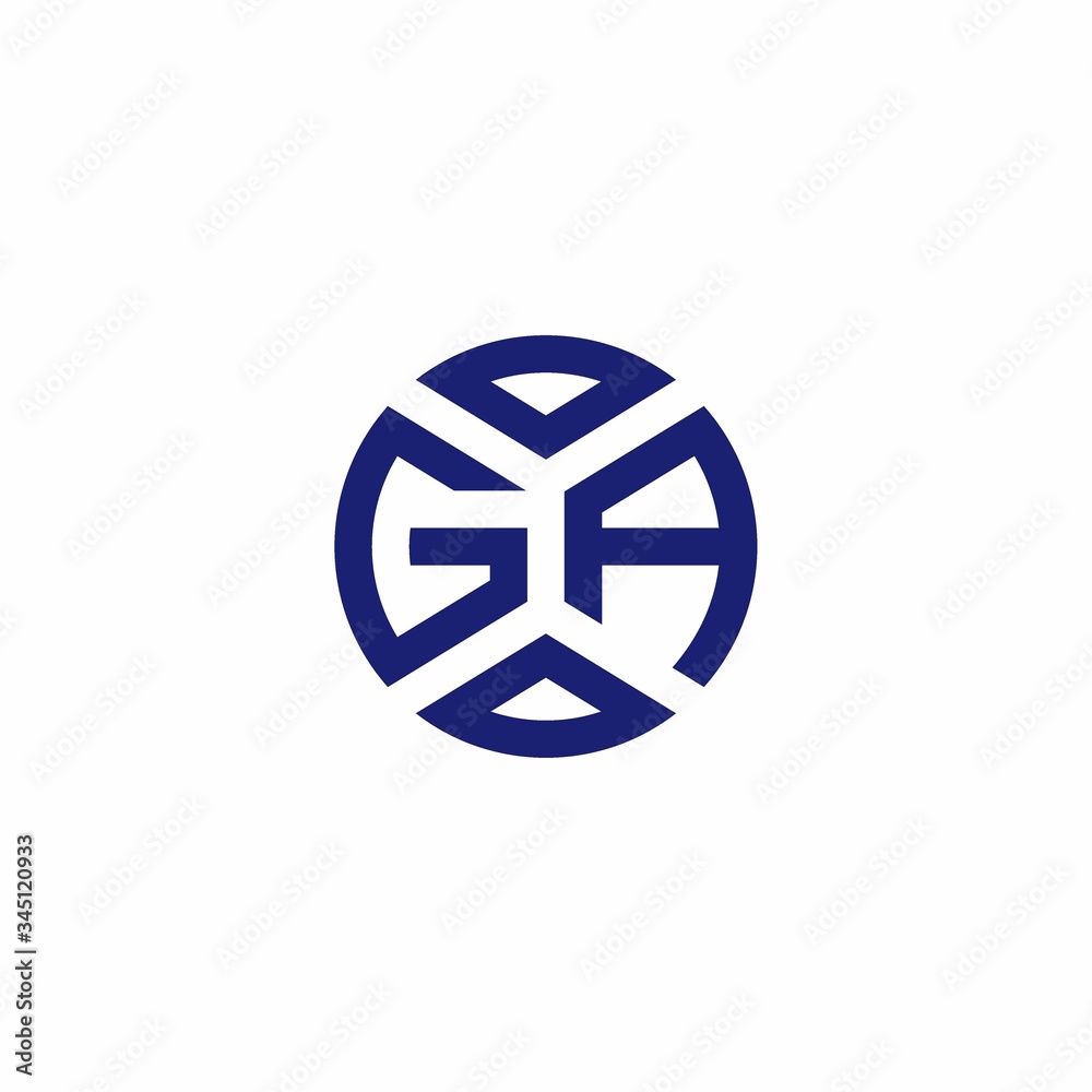 GA monogram logo with abstract shapes in modern style GA monogram logo with abstract shapes in modern style