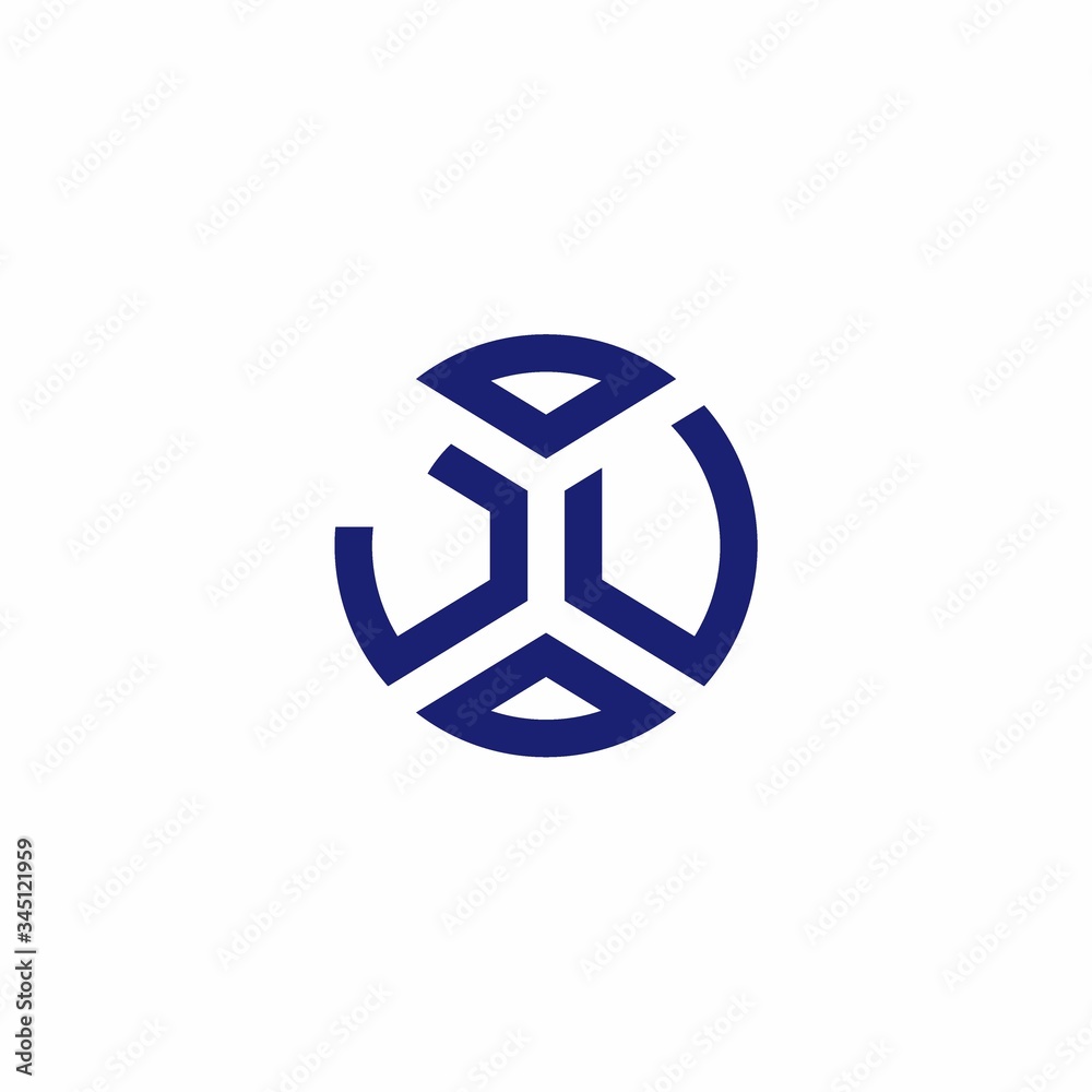 JU monogram logo with abstract shapes in modern style JU monogram logo with abstract shapes in modern style