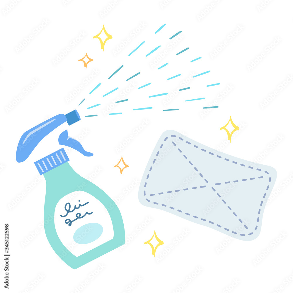 掃除用スプレーと雑巾のイラスト Stock Vector Adobe Stock 掃除用スプレーと雑巾のイラスト Stock Vector Adobe Stock