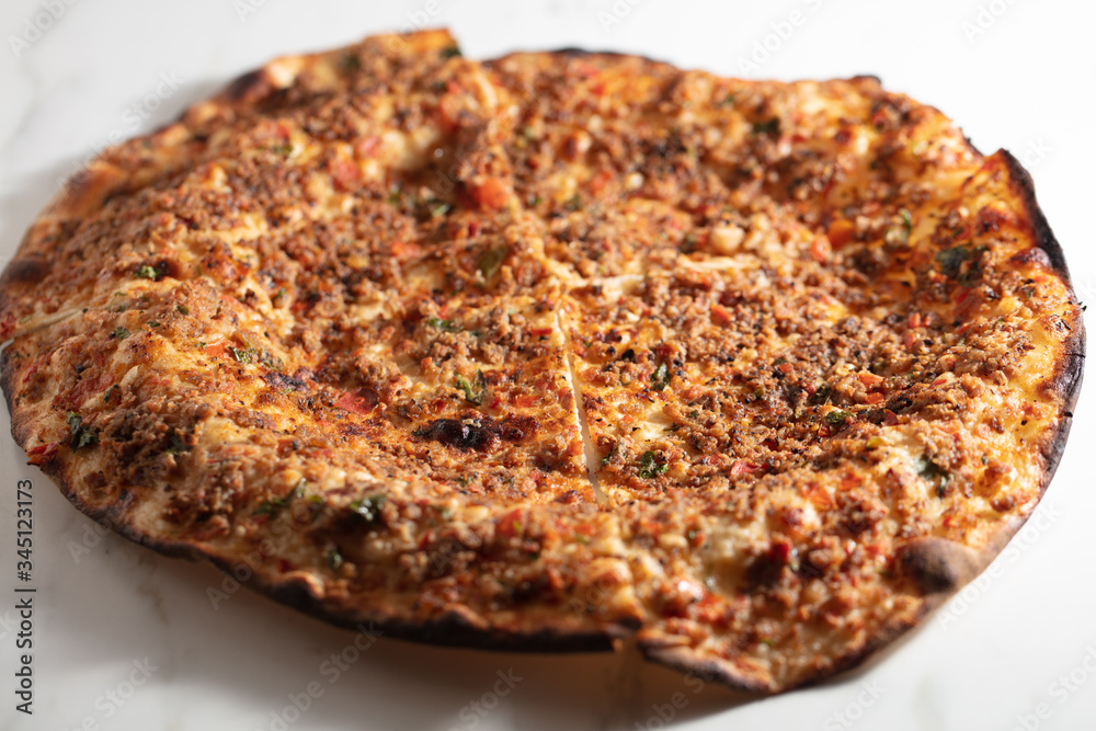 Traditional delicious Turkish foods; Turkish Lahmacun. Traditional delicious Turkish foods; Turkish Lahmacun.