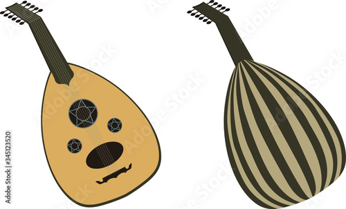 Lute, Oud - Arabic, Oriental, Greek Music Instrument  - Vector Illustration Isolated Icon