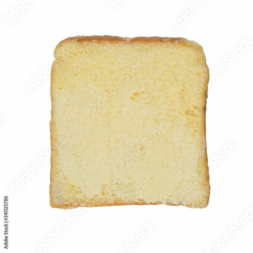 bread with butter isolated on white background.
