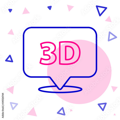 Line Speech bubble with text 3D icon isolated on white background. Colorful outline concept. Vector Illustration