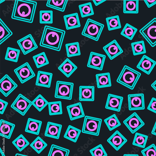 Line Electric light switch icon isolated seamless pattern on black background. On and Off icon. Dimmer light switch sign. Concept of energy saving.  Vector Illustration