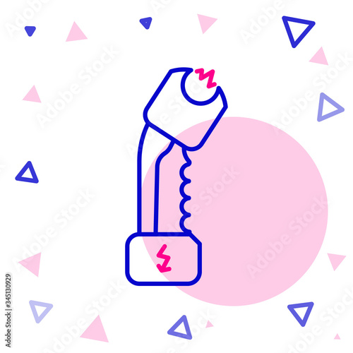 Line Police electric shocker icon isolated on white background. Shocker for protection. Taser is an electric weapon. Colorful outline concept. Vector Illustration