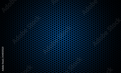 Dark blue background. Dark hexagon carbon fiber texture. Navy blue honeycomb metal texture steel background. Web design template vector illustration EPS 10.
