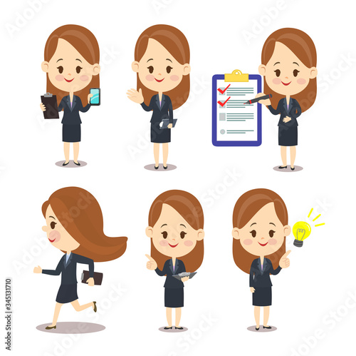 Set Business Man Cartoon Character Vector
