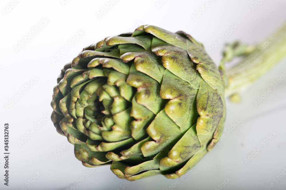 Fototapeta premium Close-up of fresh artichoke on white background