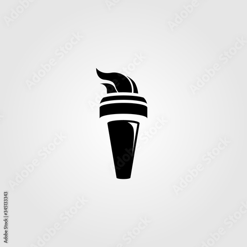 black torch with fire logo vector illustration design