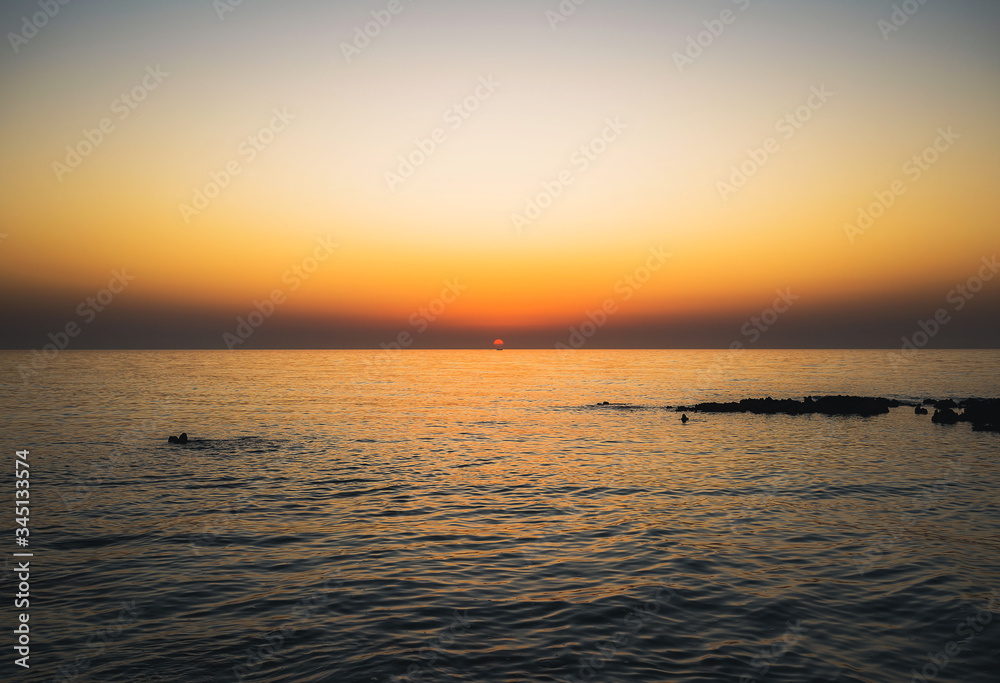 View of the bay in Qatar at sunset
