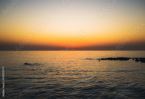 View of the bay in Qatar at sunset