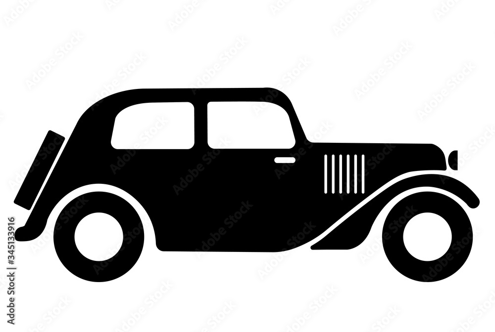 vintage car symbol, classic vintage car icon - obrazy, fototapety, plakaty 