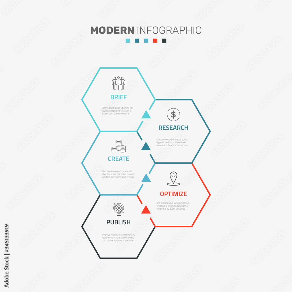 Vector modern infographic data design template. Vector illustration with 5 steps and icons. Can be used for workflow layout, diagram, annual report, web design. Vector modern infographic data design template. Vector illustration with 5 steps and icons. Can be used for workflow layout, diagram, annual report, web design.
