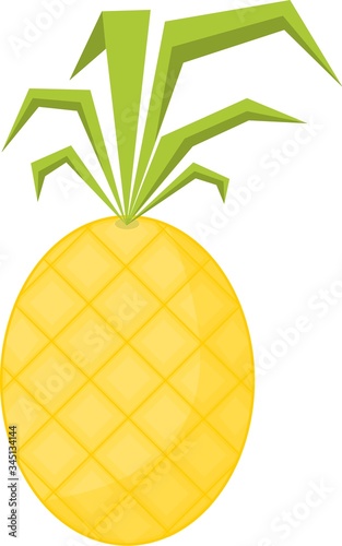 illustration of a yellow pineapple with green leafs