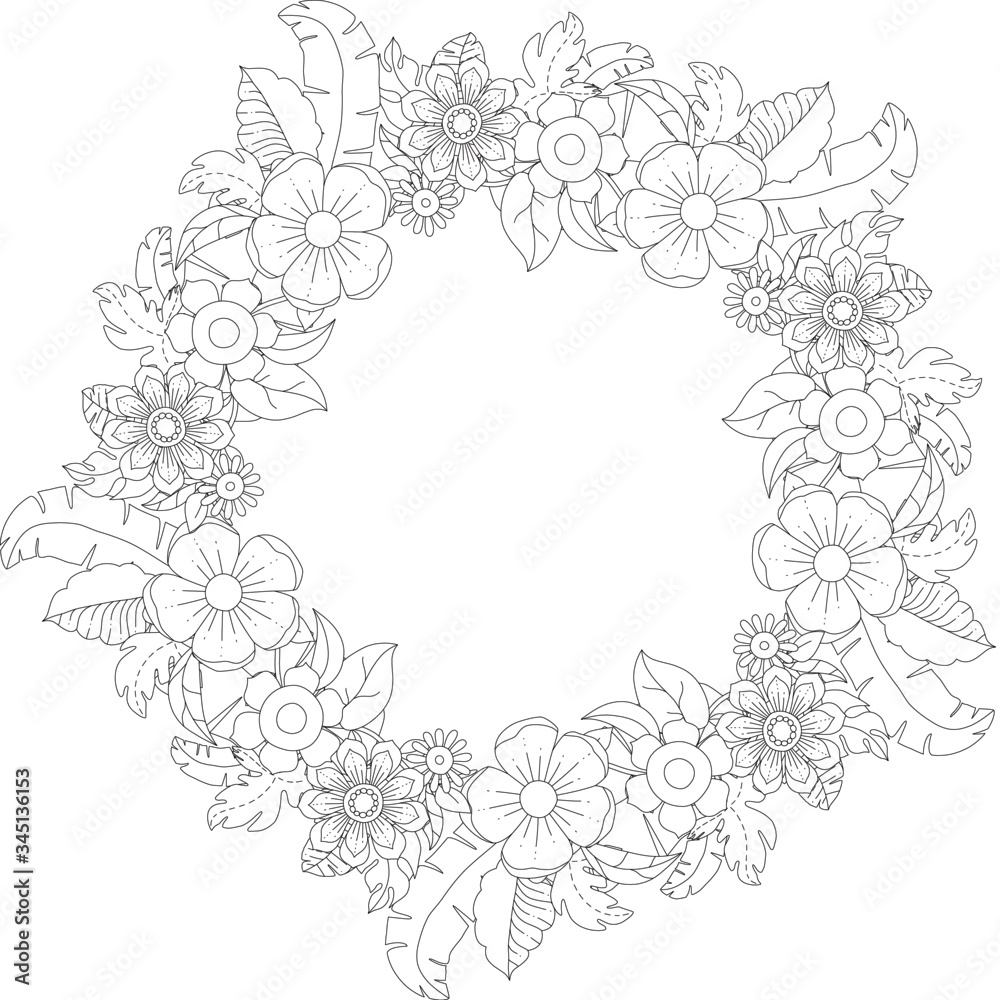 vector floral wreath frame with flowers