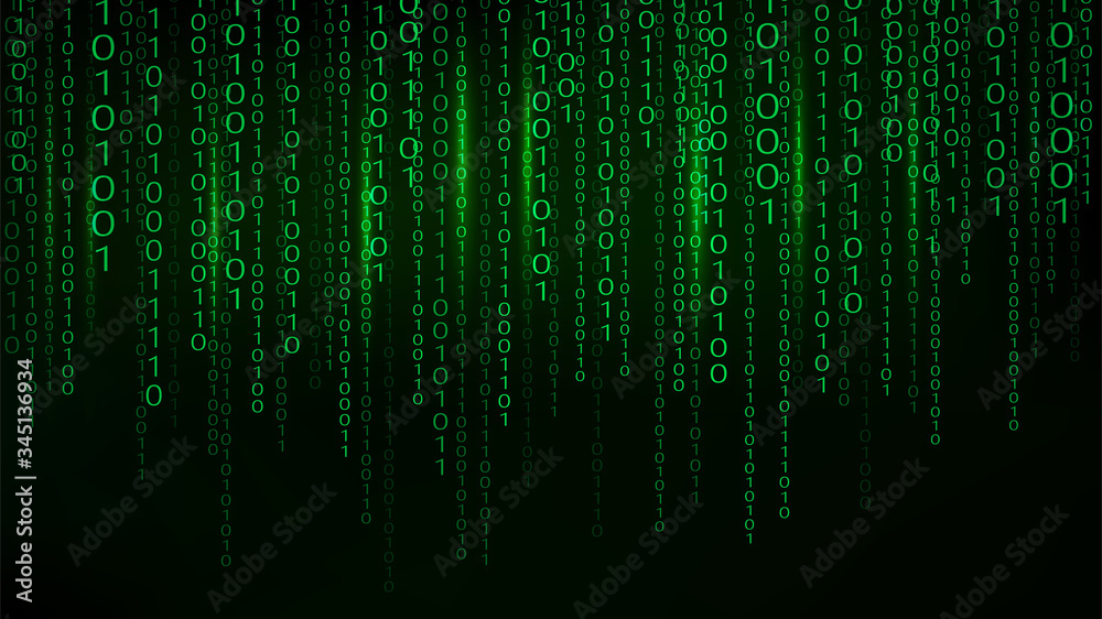 Green matrix background. stream of binary code. Falling numbers on dark backdrop. Digital computer code. Coding and hacking. Vector illustration. Green matrix background. stream of binary code. Falling numbers on dark backdrop. Digital computer code. Coding and hacking. Vector illustration.