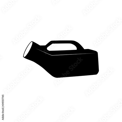 Male urinal icon on white background. Use in case man can not get up to urinate. Silhouette vector design.