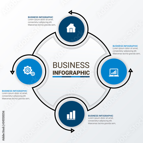 Unique Business Infographics with 4 options. Vector infographic element. - Vector