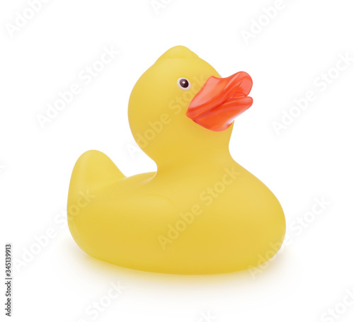 Toy yellow duck isolated on a white.
