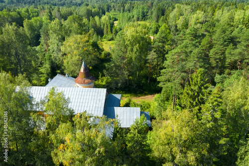 Top view of the estate of the architect Khrenov in the Bologovsky district, the village of Zaklyuch'ye. Russia photo